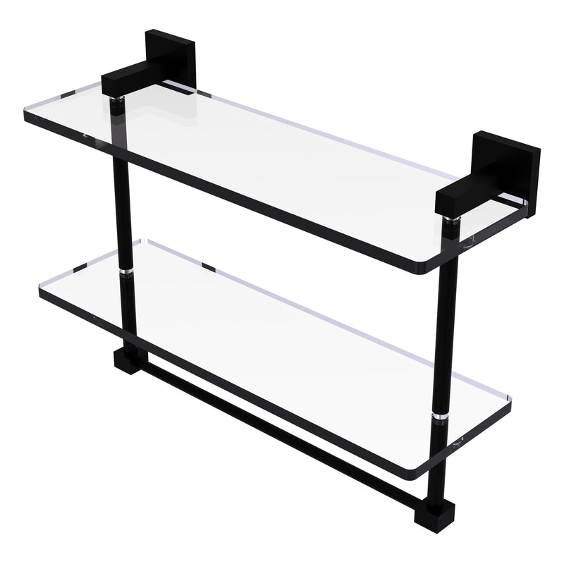 Montero Collection Two Tiered Glass Shelf with Integrated Towel Bar