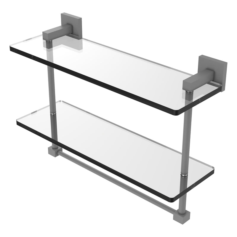 Montero Collection Two Tiered Glass Shelf with Integrated Towel Bar