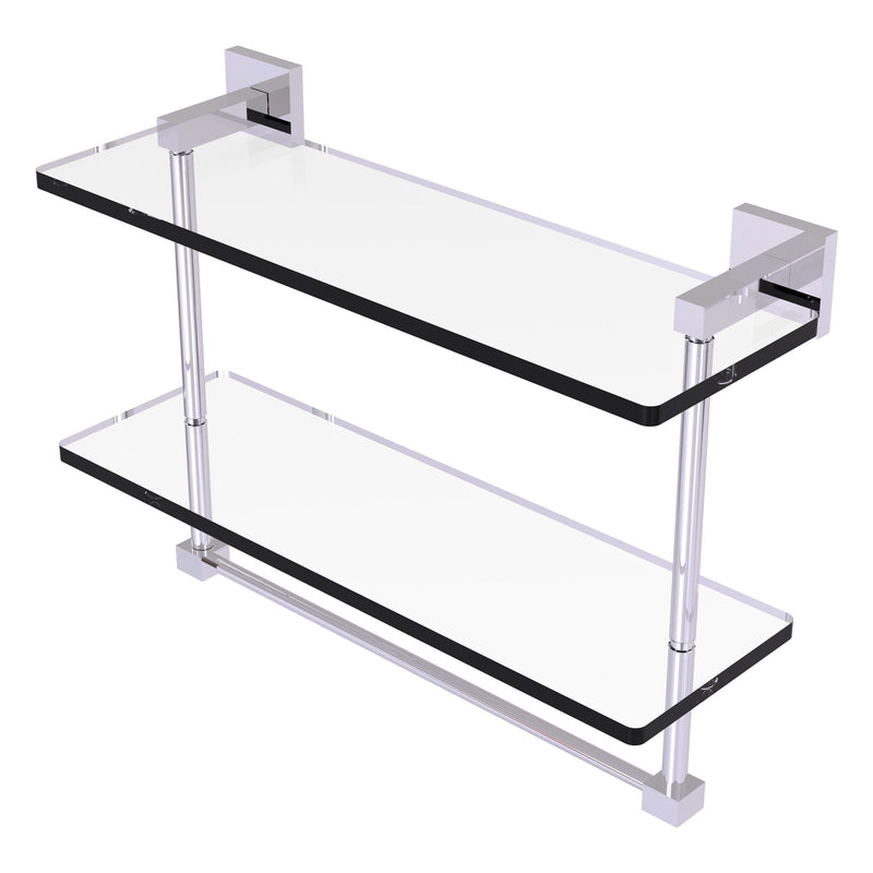 Montero Collection Two Tiered Glass Shelf with Integrated Towel Bar