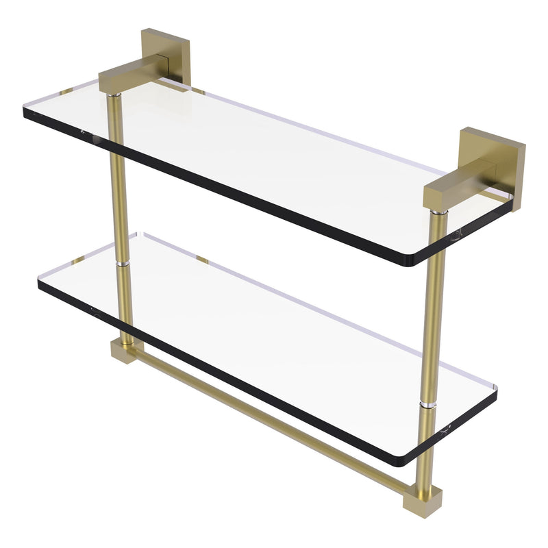 Montero Collection Two Tiered Glass Shelf with Integrated Towel Bar