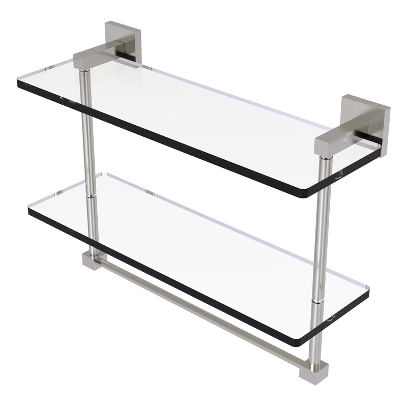 Montero Collection Two Tiered Glass Shelf with Integrated Towel Bar