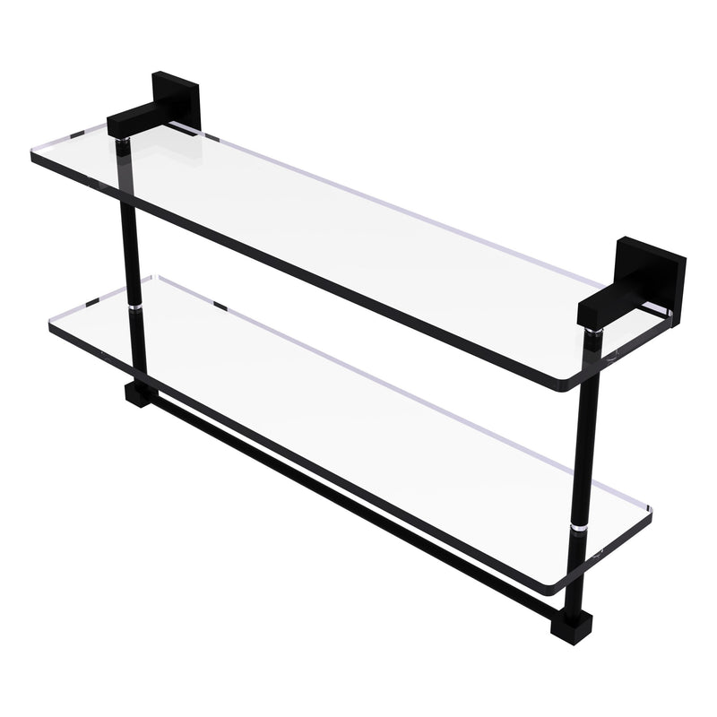 Montero Collection Two Tiered Glass Shelf with Integrated Towel Bar