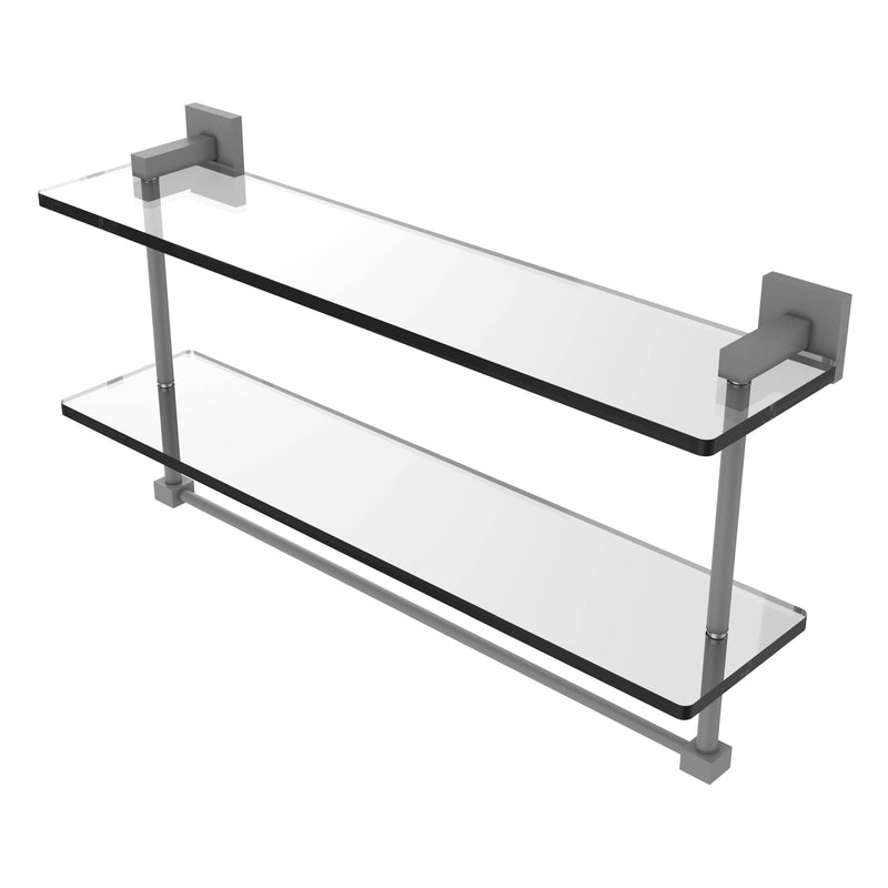 Montero Collection Two Tiered Glass Shelf with Integrated Towel Bar