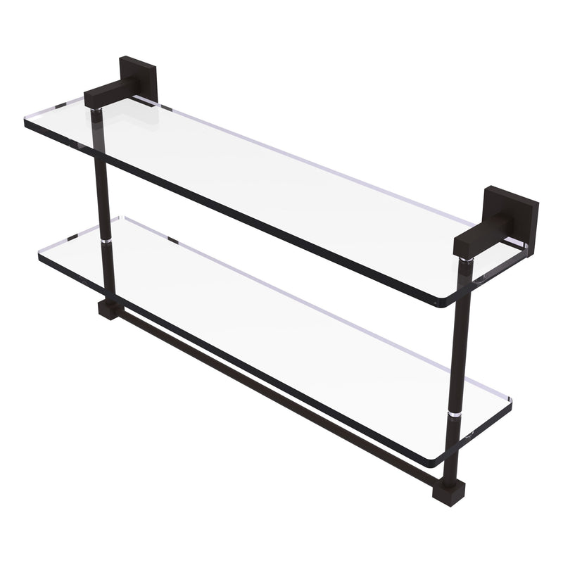 Montero Collection Two Tiered Glass Shelf with Integrated Towel Bar