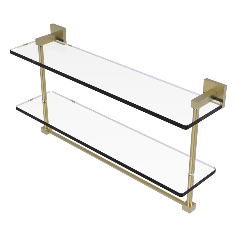 Montero Collection Two Tiered Glass Shelf with Integrated Towel Bar