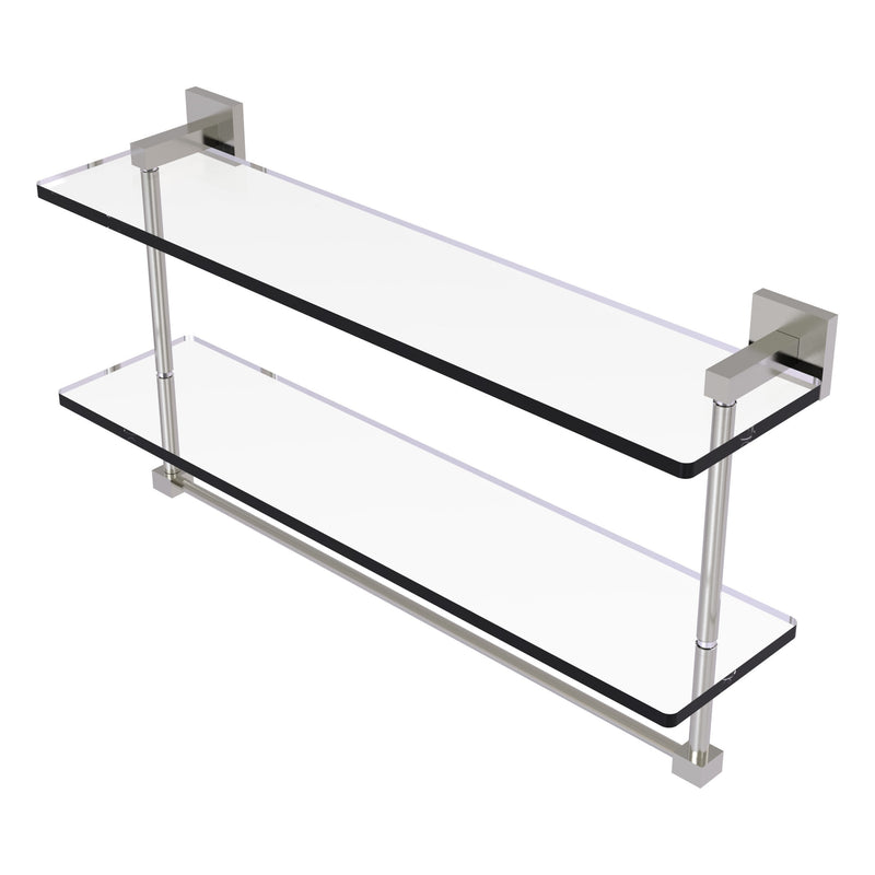 Montero Collection Two Tiered Glass Shelf with Integrated Towel Bar