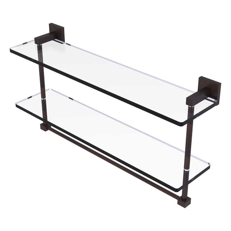 Montero Collection Two Tiered Glass Shelf with Integrated Towel Bar