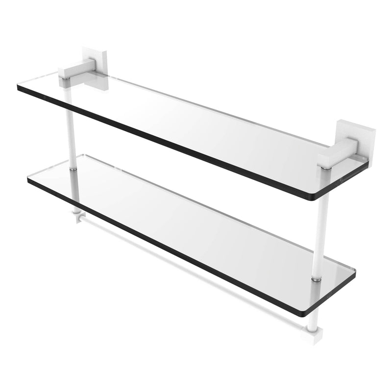 Montero Collection Two Tiered Glass Shelf with Integrated Towel Bar