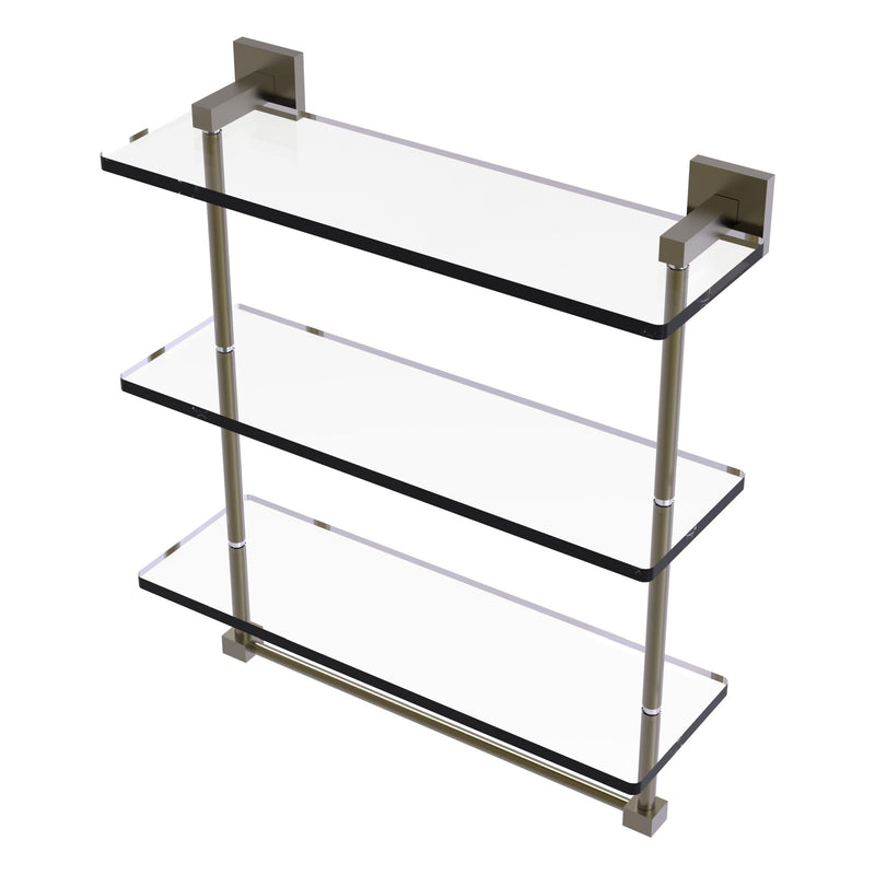 Montero Collection Triple Tiered Glass Shelf with integrated towel bar