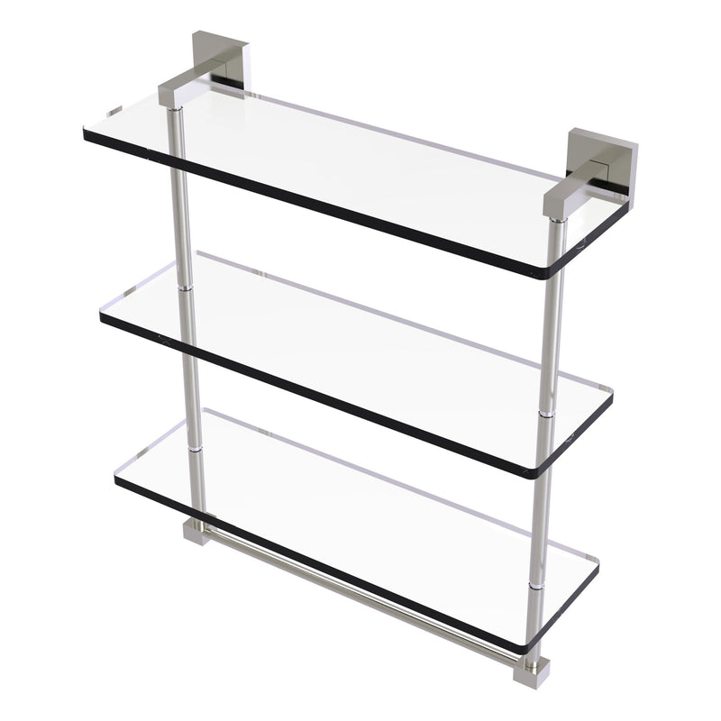 Montero Collection Triple Tiered Glass Shelf with integrated towel bar