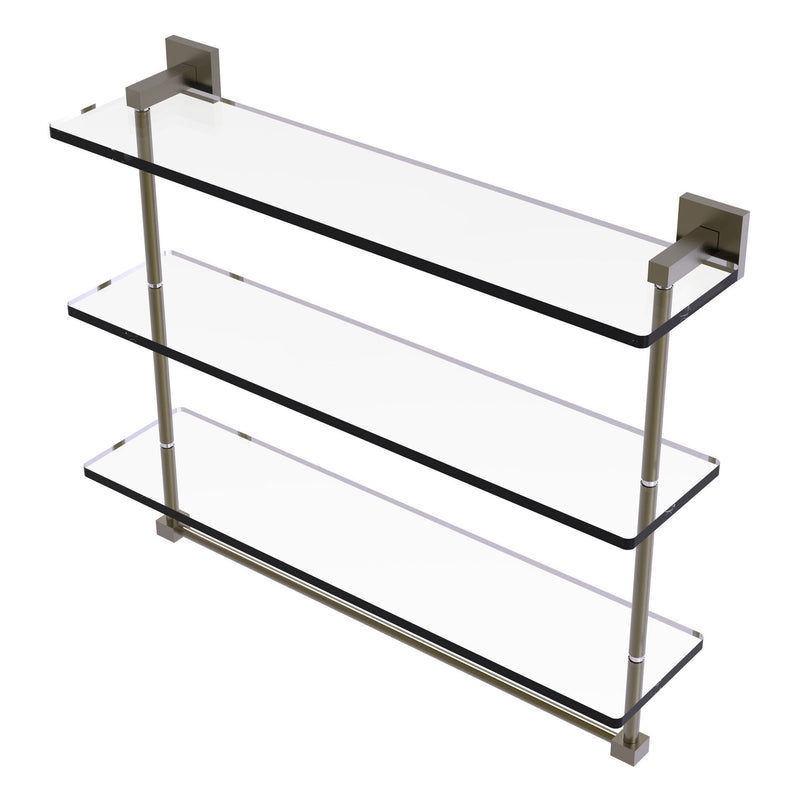 Montero Collection Triple Tiered Glass Shelf with integrated towel bar