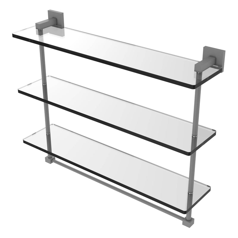 Montero Collection Triple Tiered Glass Shelf with integrated towel bar