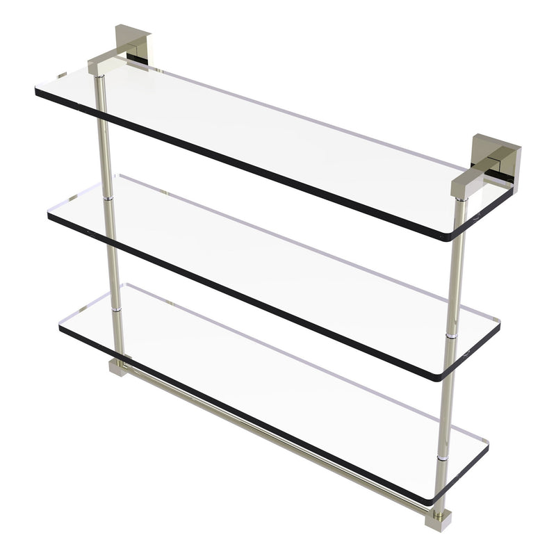 Montero Collection Triple Tiered Glass Shelf with integrated towel bar