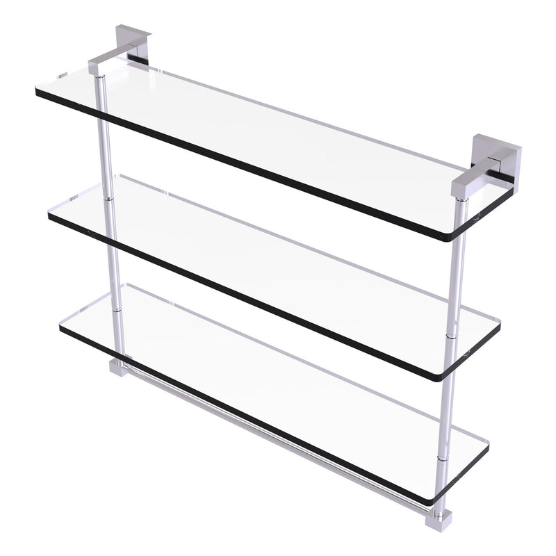 Montero Collection Triple Tiered Glass Shelf with integrated towel bar