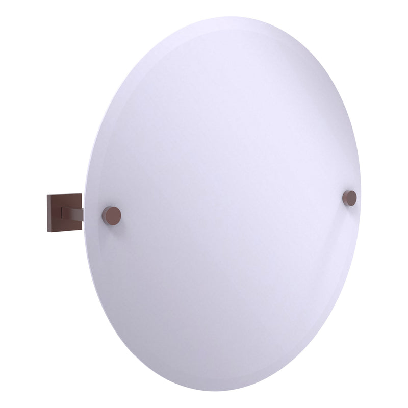 Montero Collection Contemporary Frameless Round Tilt Mirror with Beveled Edge