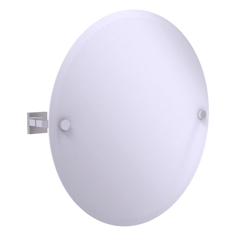 Montero Collection Contemporary Frameless Round Tilt Mirror with Beveled Edge