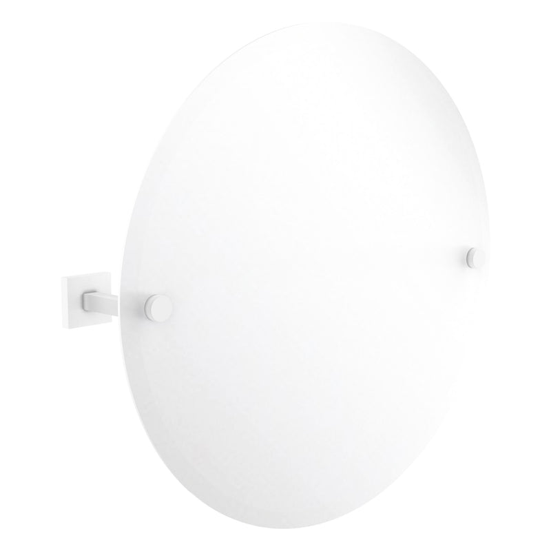 Montero Collection Contemporary Frameless Round Tilt Mirror with Beveled Edge