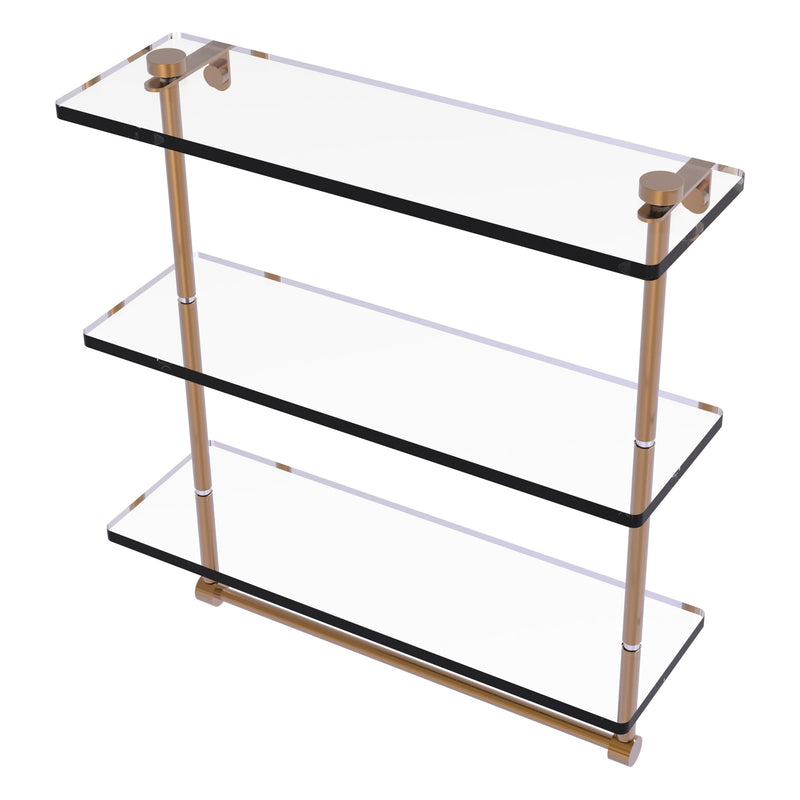 Triple Tiered Glass Shelf with Integrated Towel Bar