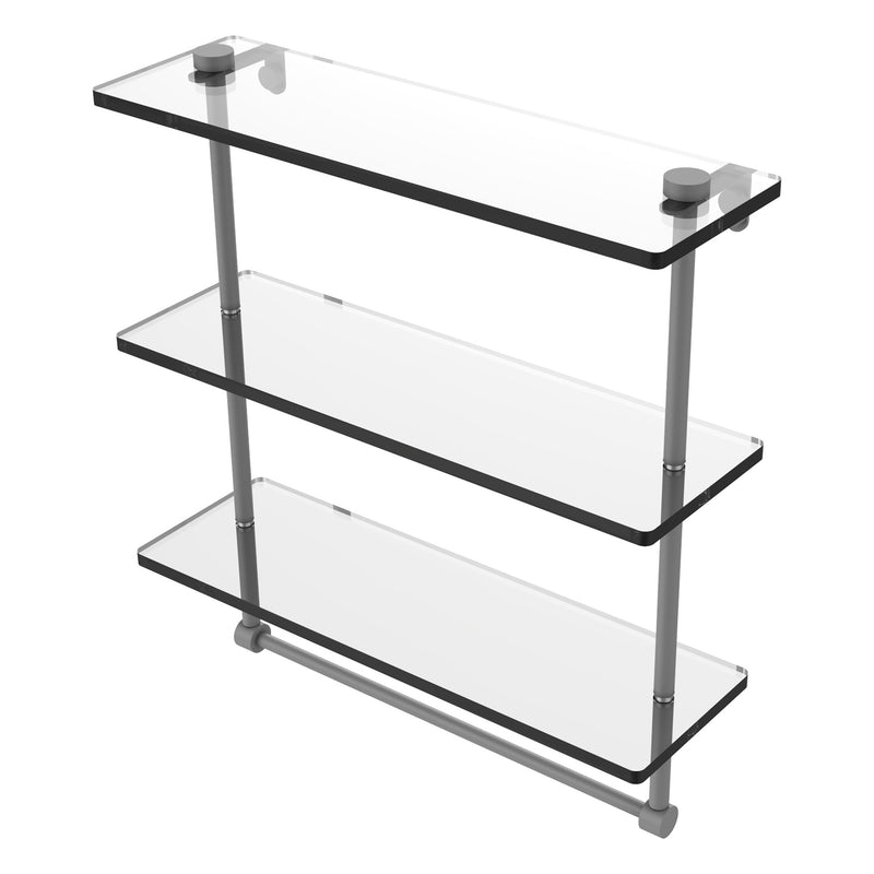 Triple Tiered Glass Shelf with Integrated Towel Bar