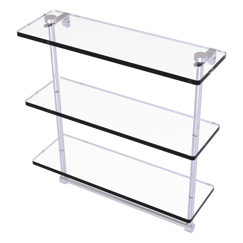 Triple Tiered Glass Shelf with Integrated Towel Bar