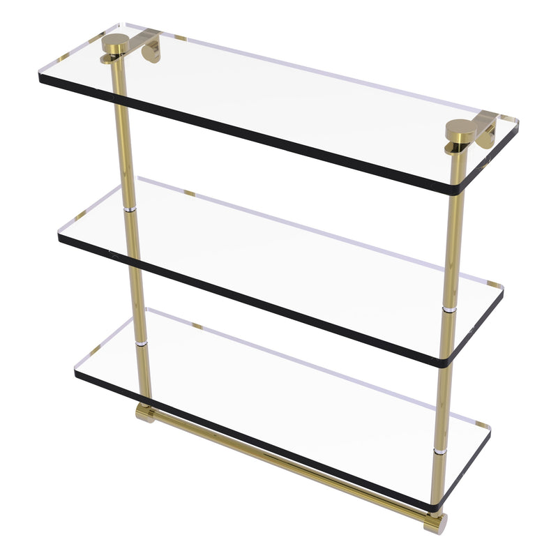 Triple Tiered Glass Shelf with Integrated Towel Bar