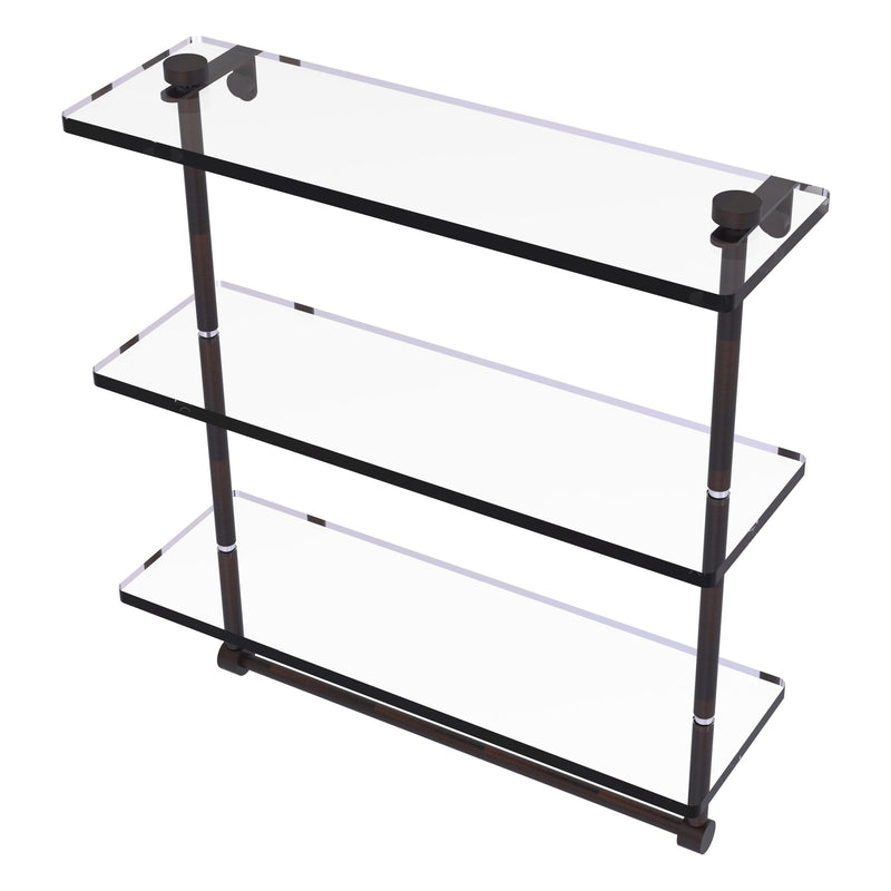 Triple Tiered Glass Shelf with Integrated Towel Bar