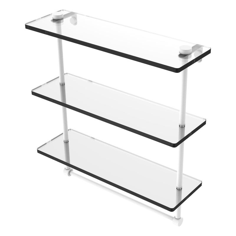 Triple Tiered Glass Shelf with Integrated Towel Bar