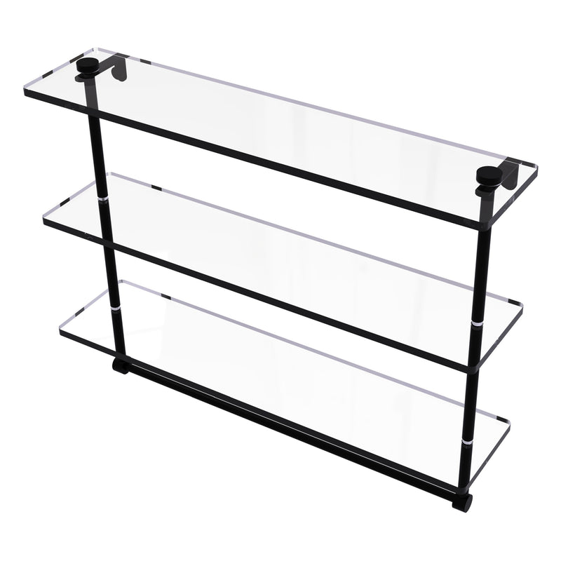 Triple Tiered Glass Shelf with Integrated Towel Bar