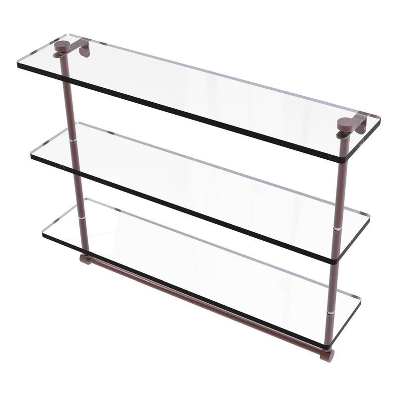 Triple Tiered Glass Shelf with Integrated Towel Bar