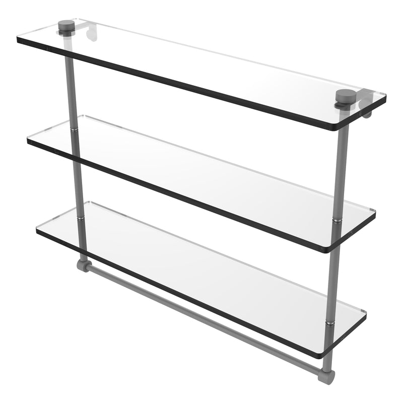 Triple Tiered Glass Shelf with Integrated Towel Bar