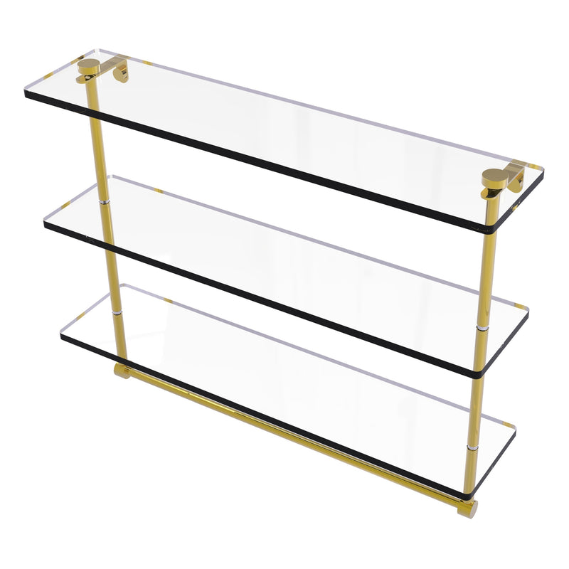 Triple Tiered Glass Shelf with Integrated Towel Bar