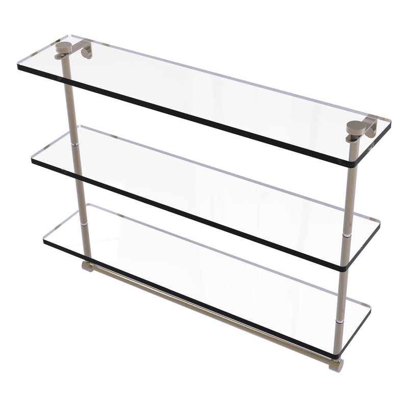 Triple Tiered Glass Shelf with Integrated Towel Bar