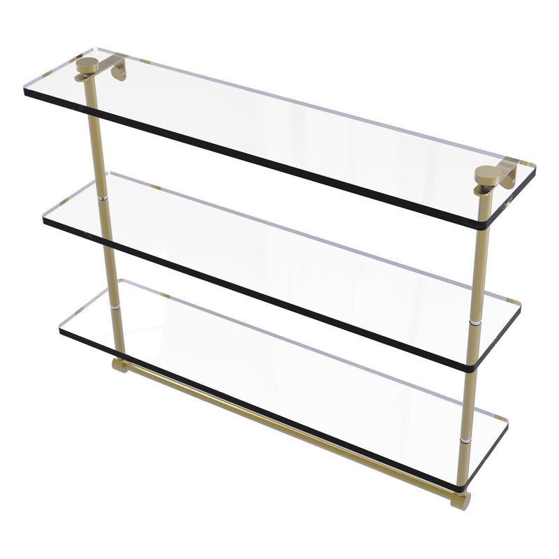 Triple Tiered Glass Shelf with Integrated Towel Bar