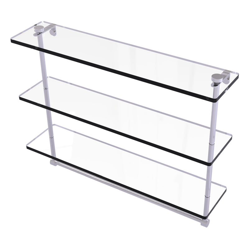 Triple Tiered Glass Shelf with Integrated Towel Bar