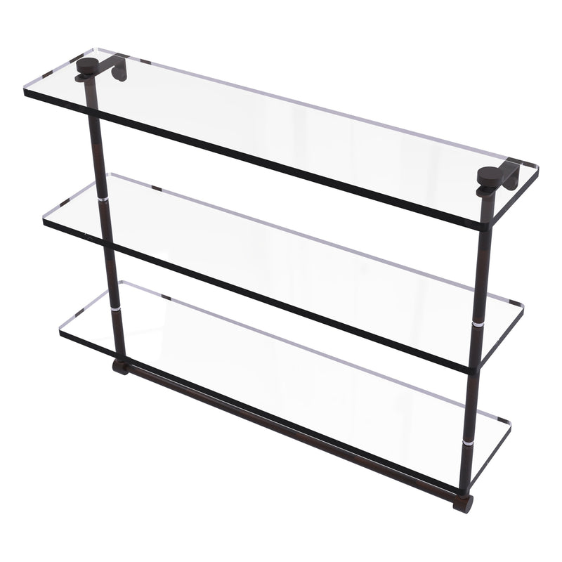 Triple Tiered Glass Shelf with Integrated Towel Bar