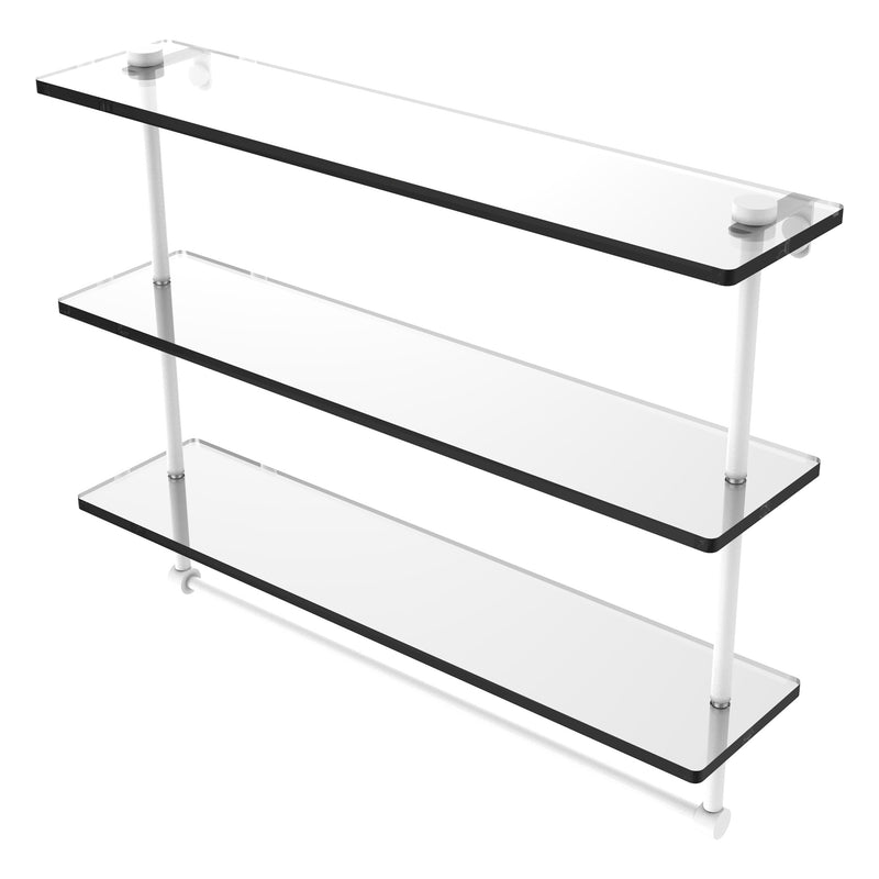 Triple Tiered Glass Shelf with Integrated Towel Bar