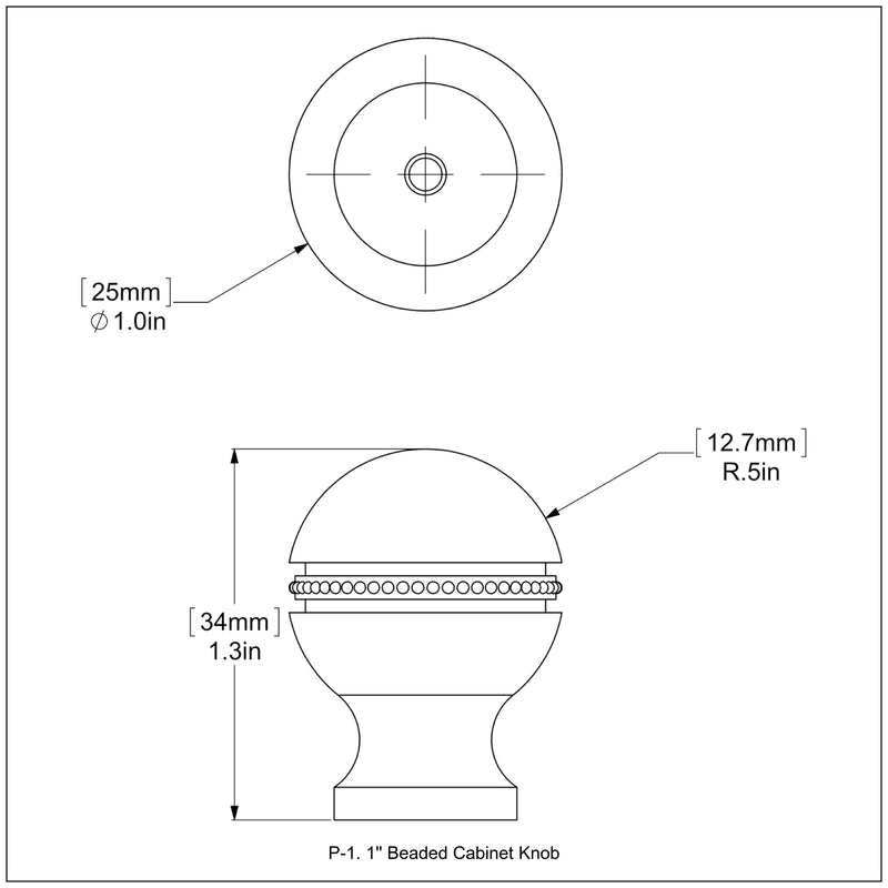 1 Inch Beaded Cabinet Knob