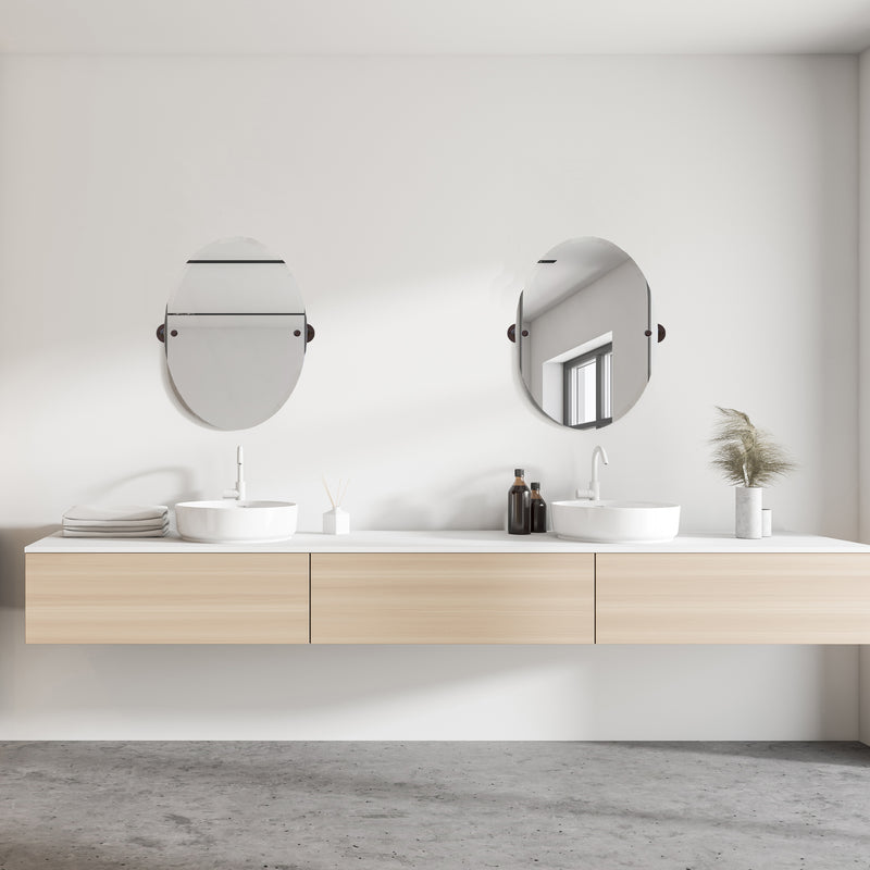 Pipeline Collection Frameless Oval Wall Mounted Tilt Mirror