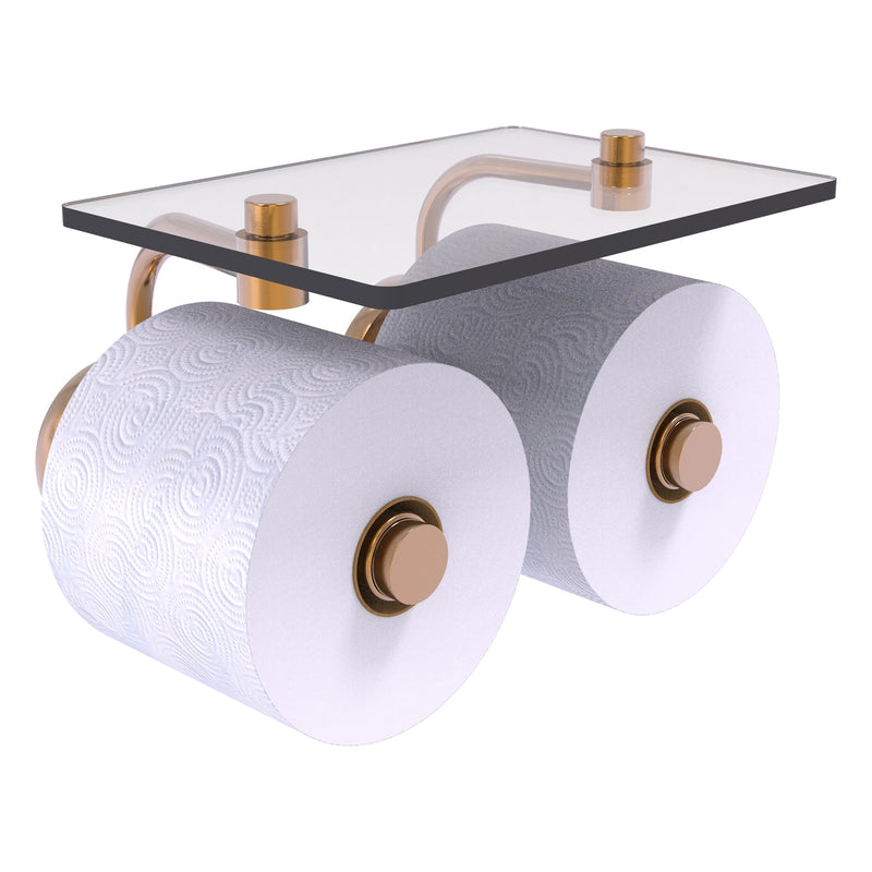 Prestige Skyline Collection 2 Roll Toilet Paper Holder with Glass Shelf