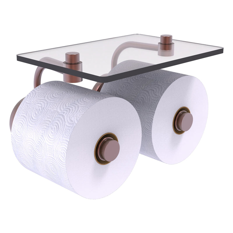 Prestige Skyline Collection 2 Roll Toilet Paper Holder with Glass Shelf