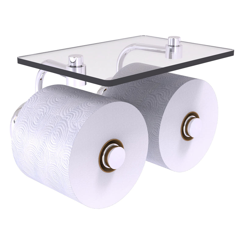 Prestige Skyline Collection 2 Roll Toilet Paper Holder with Glass Shelf