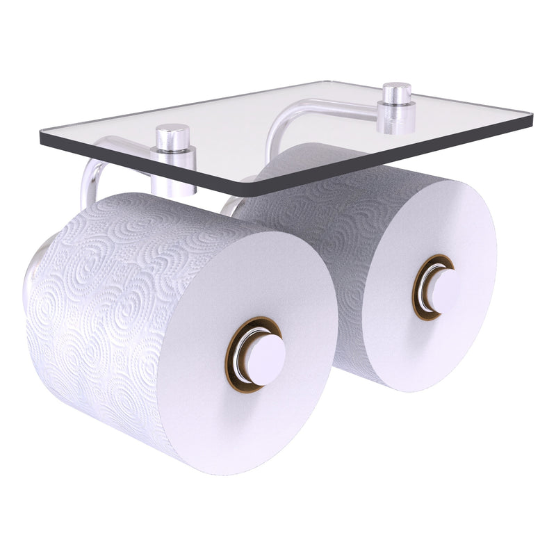 Prestige Skyline Collection 2 Roll Toilet Paper Holder with Glass Shelf