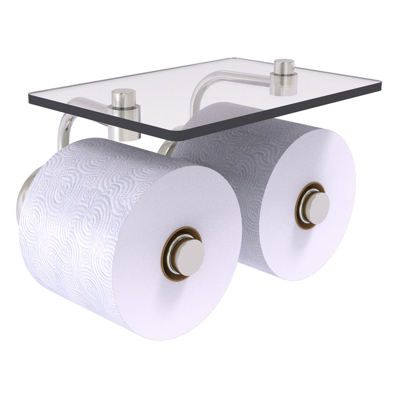 Prestige Skyline Collection 2 Roll Toilet Paper Holder with Glass Shelf