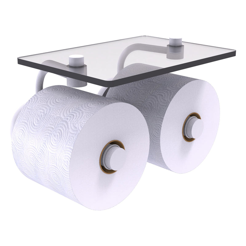 Prestige Skyline Collection 2 Roll Toilet Paper Holder with Glass Shelf