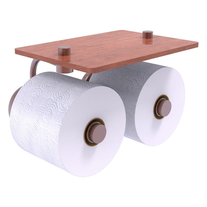 Prestige Skyline Collection 2 Roll Toilet Paper Holder with Wood Shelf