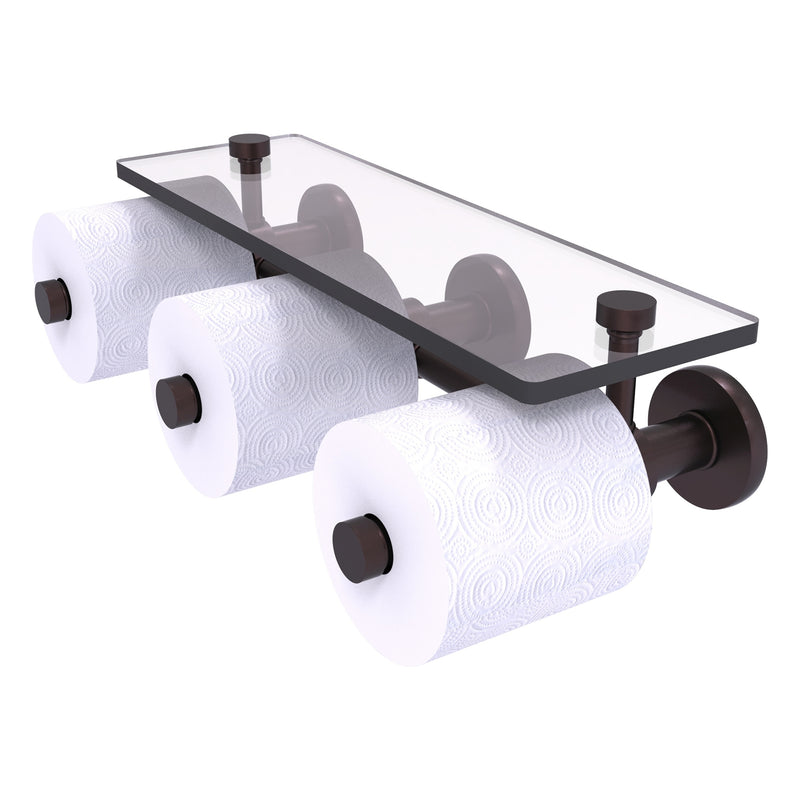 Prestige Skyline Collection Horizontal Reserve 3 Roll Toilet Paper Holder with Glass Shelf