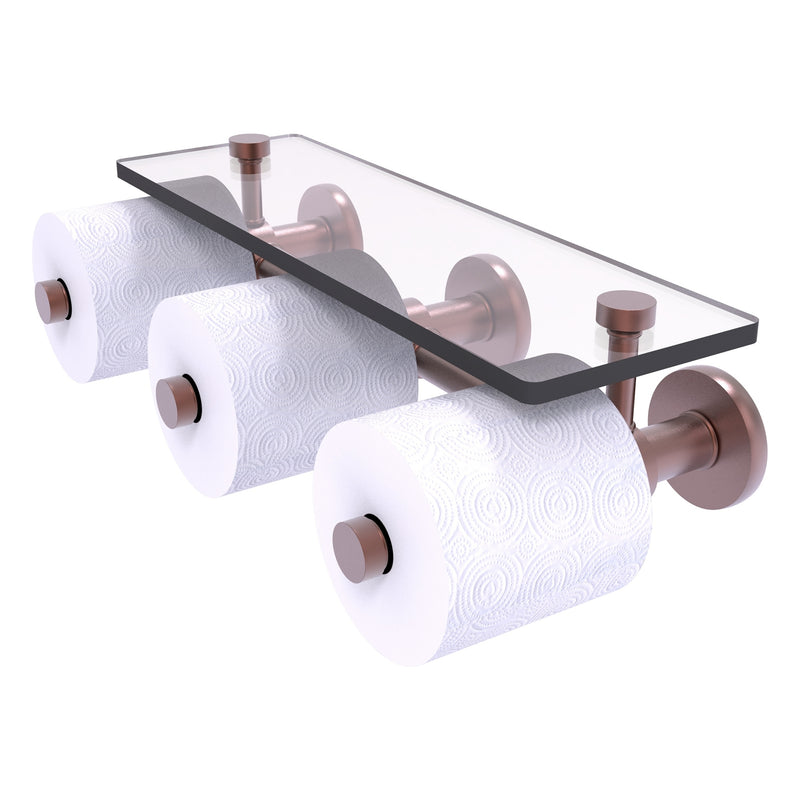 Prestige Skyline Collection Horizontal Reserve 3 Roll Toilet Paper Holder with Glass Shelf