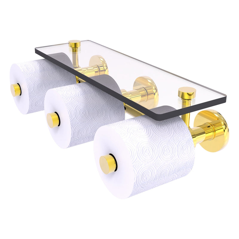 Prestige Skyline Collection Horizontal Reserve 3 Roll Toilet Paper Holder with Glass Shelf