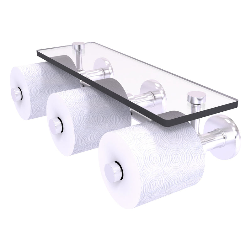 Prestige Skyline Collection Horizontal Reserve 3 Roll Toilet Paper Holder with Glass Shelf