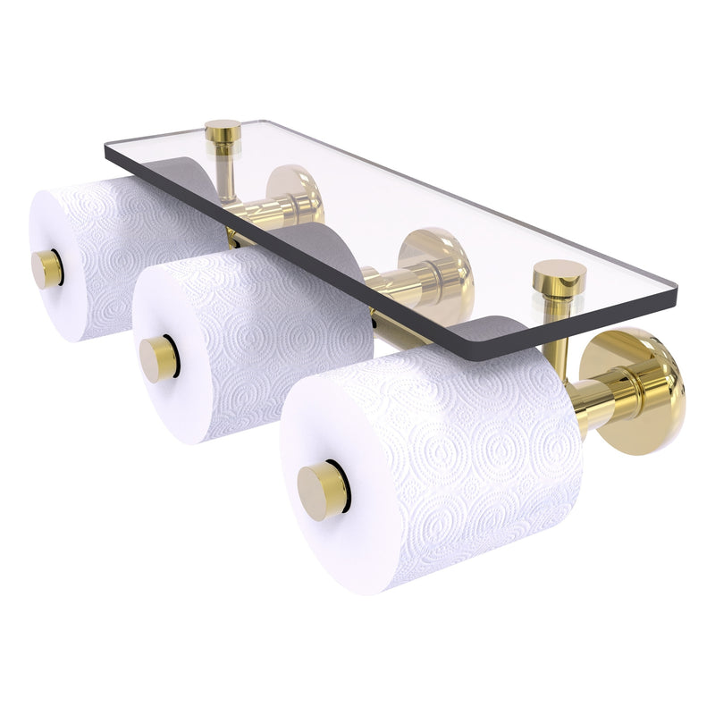 Prestige Skyline Collection Horizontal Reserve 3 Roll Toilet Paper Holder with Glass Shelf